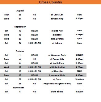 2022 Cross Country Schedule 